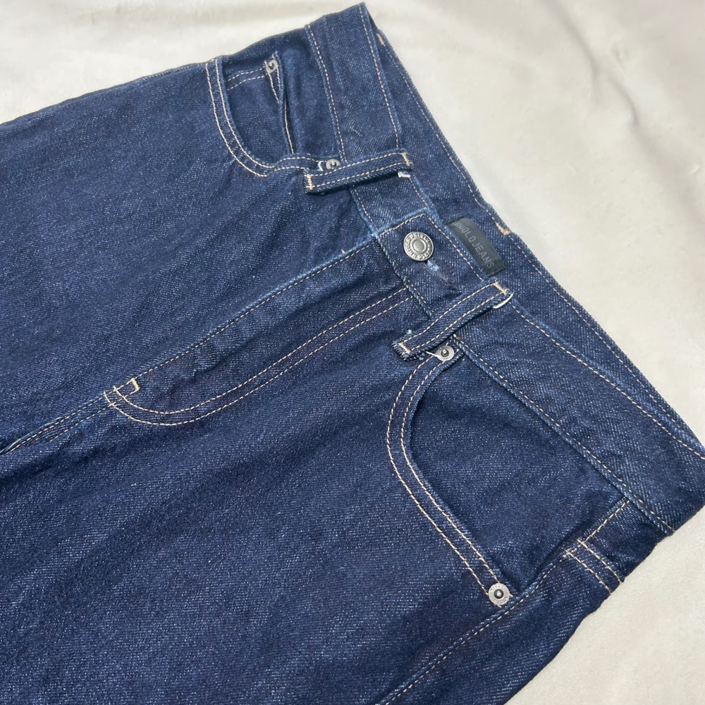 Uniqlo Jeans Womens 25 Dark Indigo Wide Leg High Rise Cotton Denim